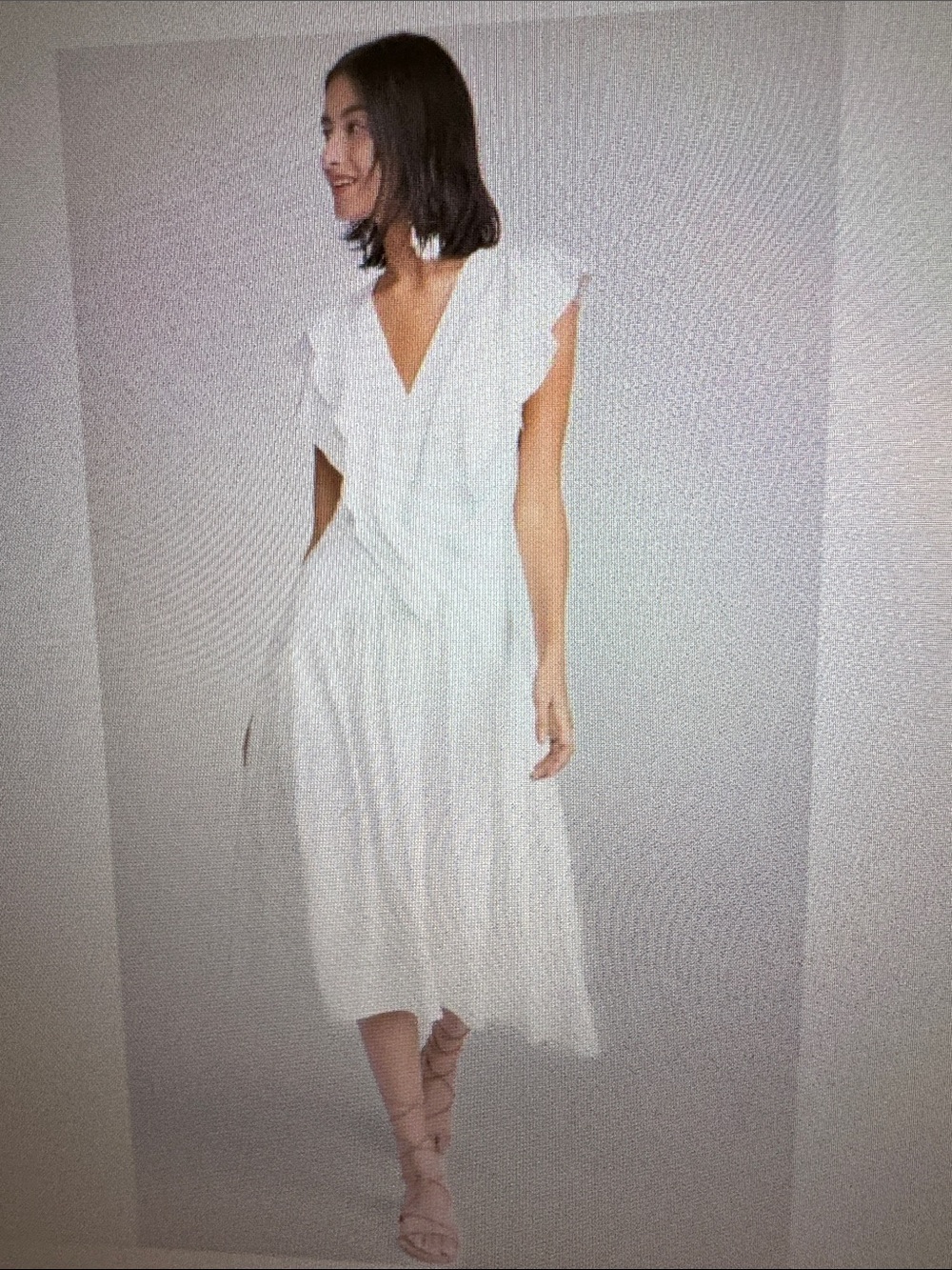 Isabel Marant Etoile Hillary White/Cream Ruffled V-Neck Linen Midi Dress